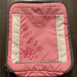 Lands' End Pink Floral Kids Lunch Bag with White Accents